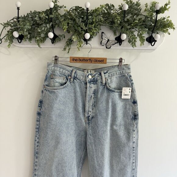 NEW Free People Distressed High Rise Flare Jean Button Fly 31 - Picture 2 of 6